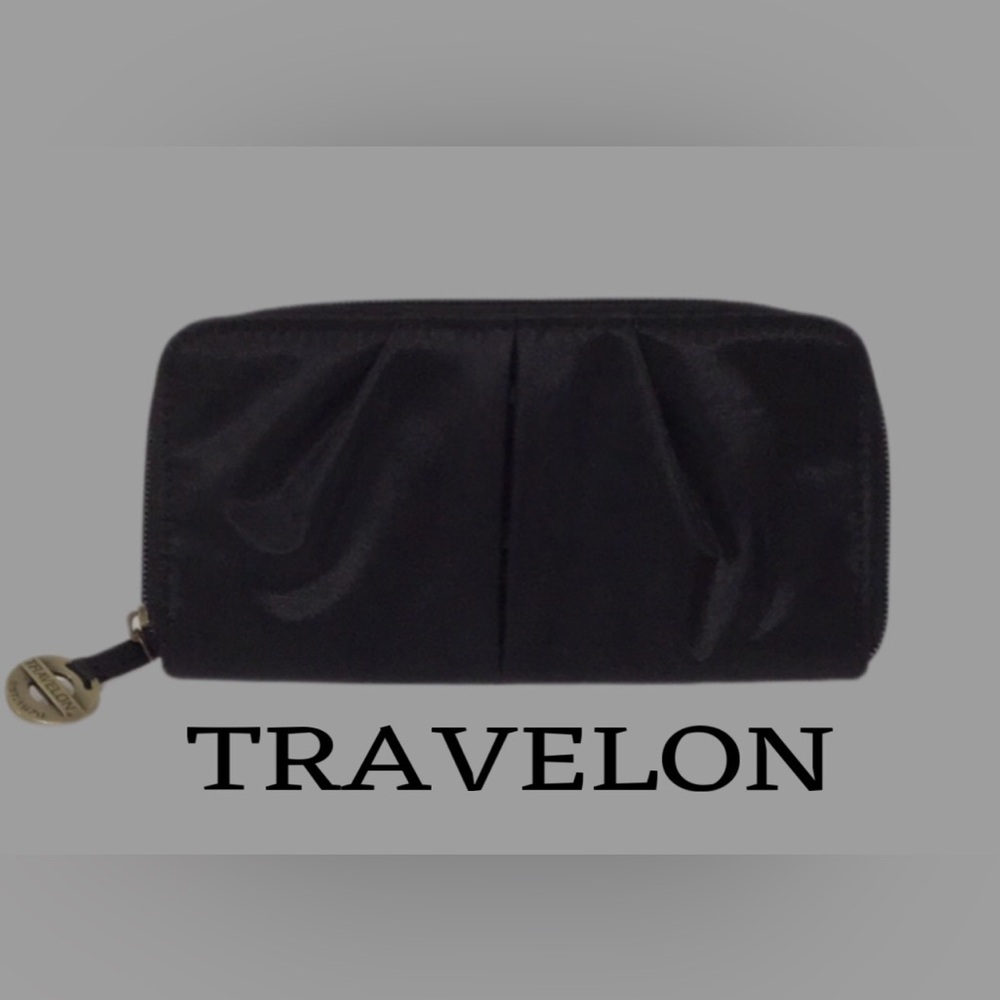 NWOT TRAVELON Zip Around Wallet with Safe ID RFID Protection, Black